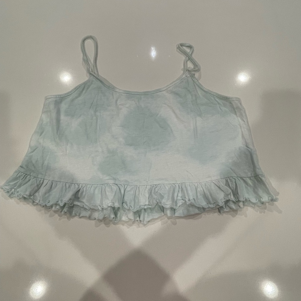 BOGO American Eagle Outfitters Tie Die Ruffle Crop Tank Top Seafoam Green Size L